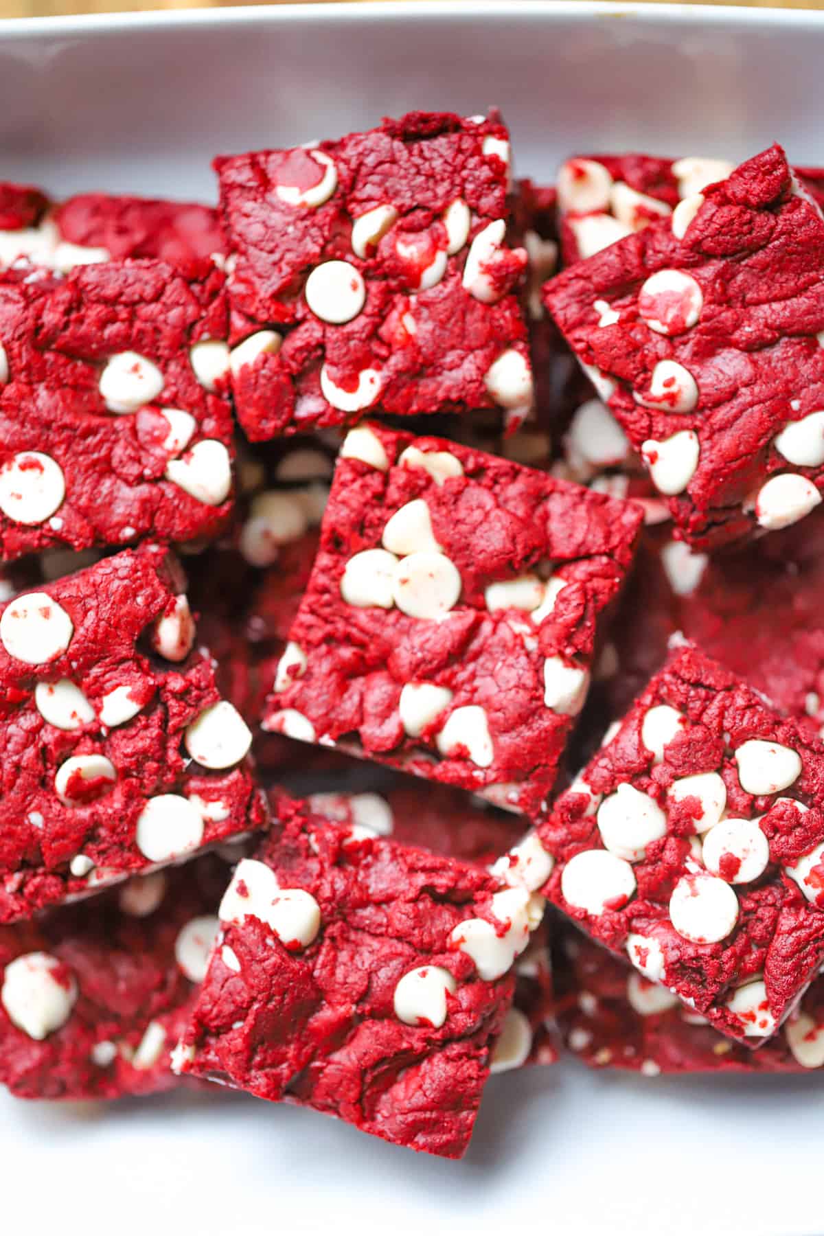 Easy Red Velvet White Chocolate Chip Brownies - 5 Ingredients