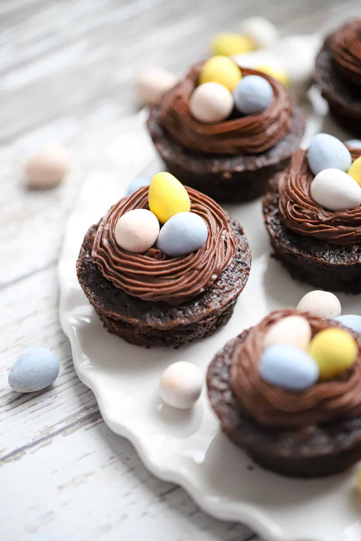 chocolate frosted brownies with cadbury eggs - Easy Easter Brownie Bites recipe