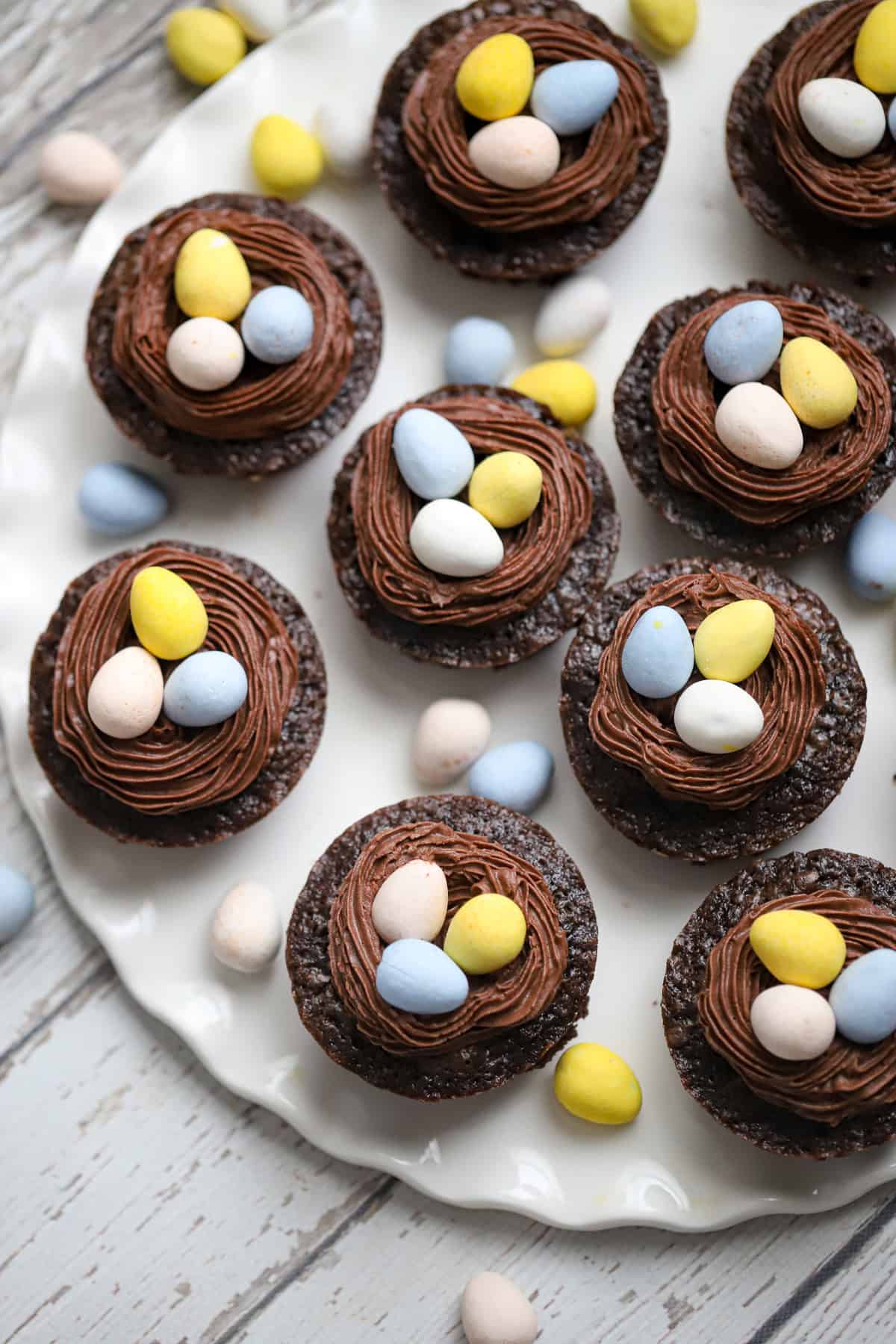 chocolate frosted brownies with cadbury eggs - Easy Easter Brownie Bites recipe