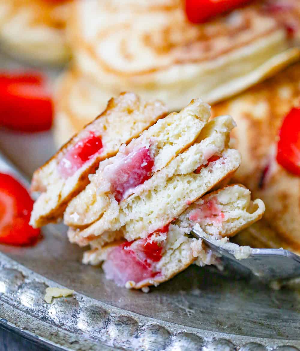 Easy fluffy Homemade Strawberry Pancakes recipe
