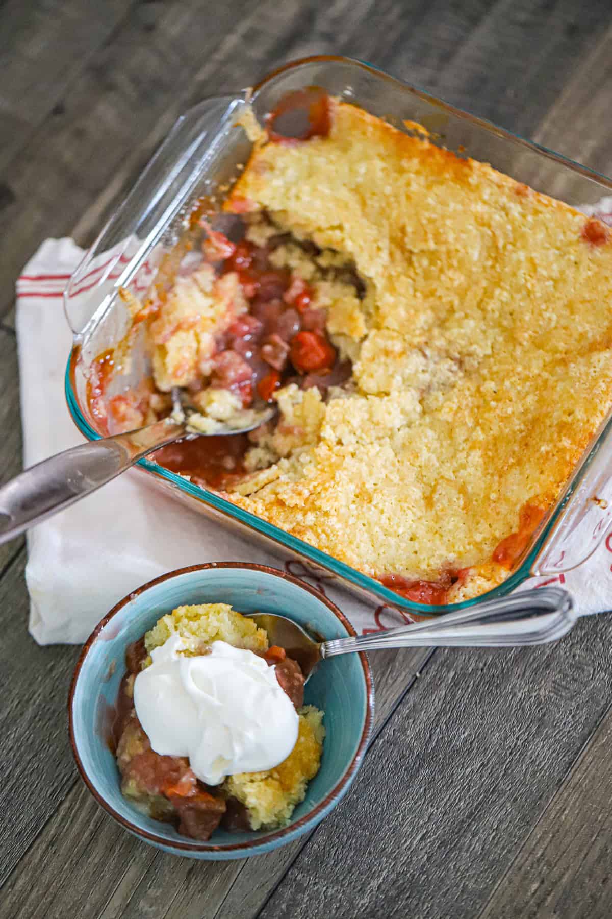 Easiest Rhubarb Cherry Cobbler FRUIT RECIPE