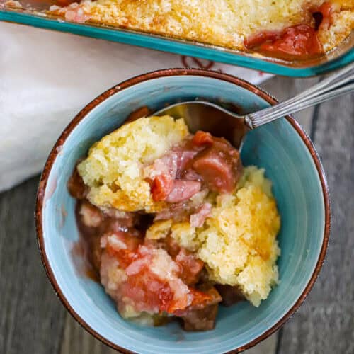 Easiest Rhubarb Cherry Cobbler