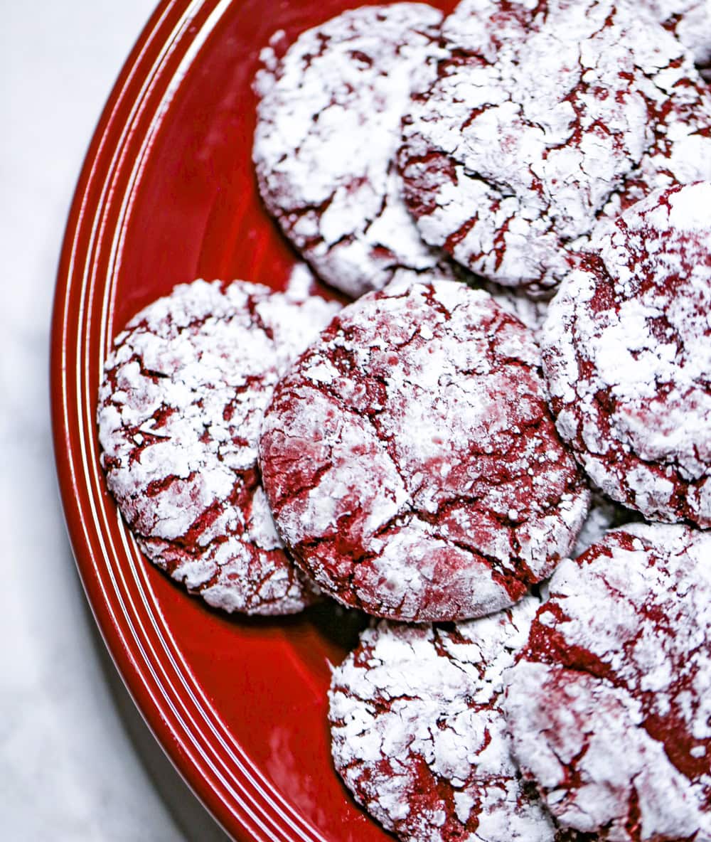 Homemade Red Velvet Crinkle Cookies