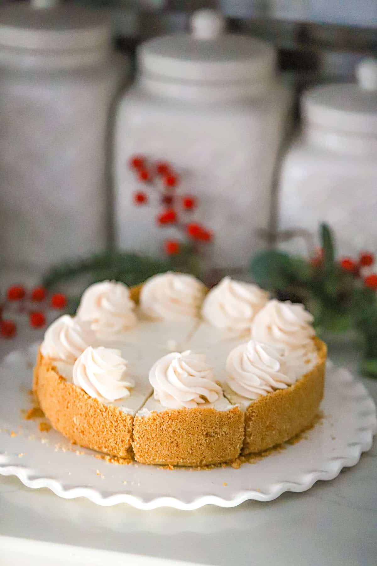 creamy vanilla bean cheesecake close up