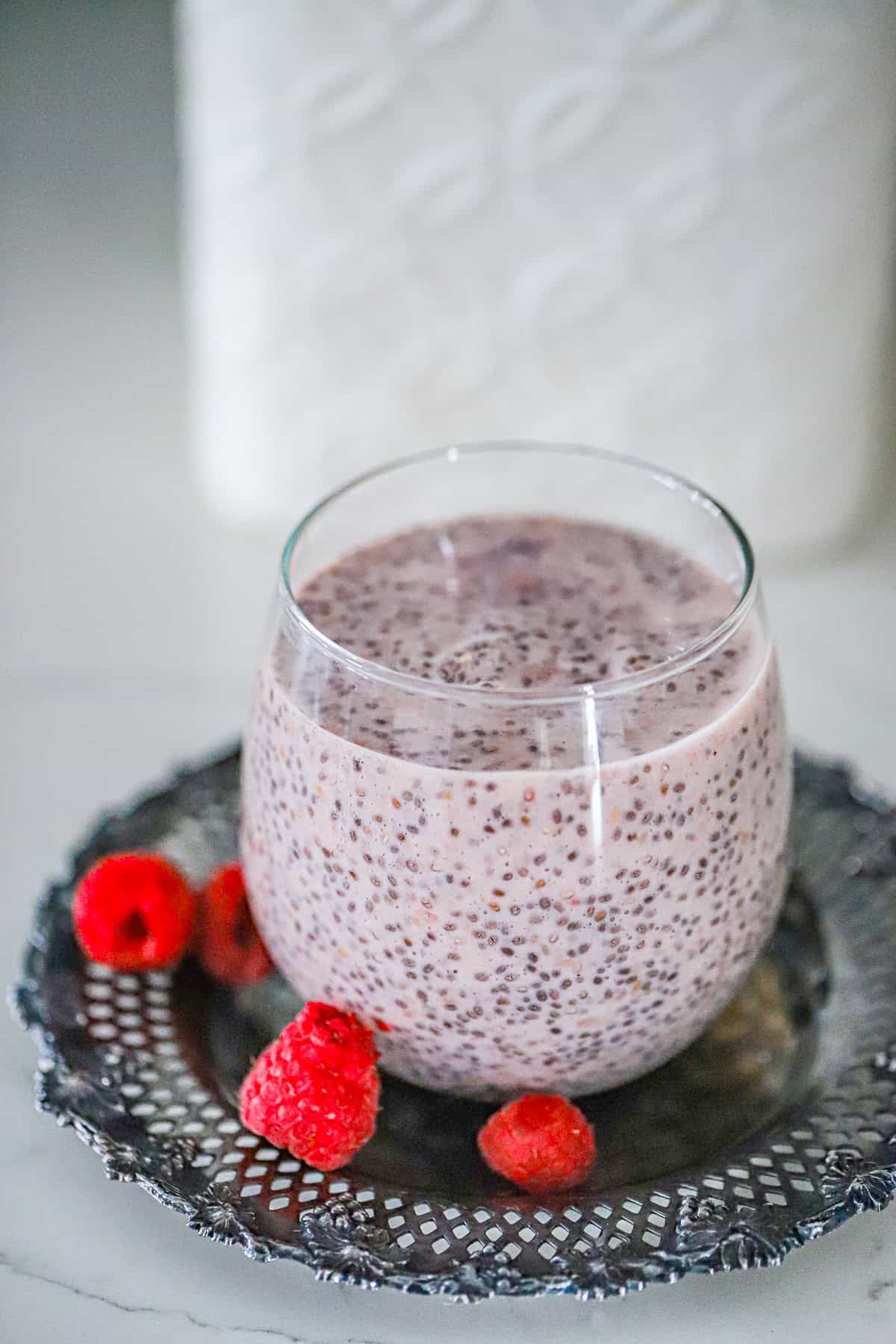 ingredients for raspberry chia pudding