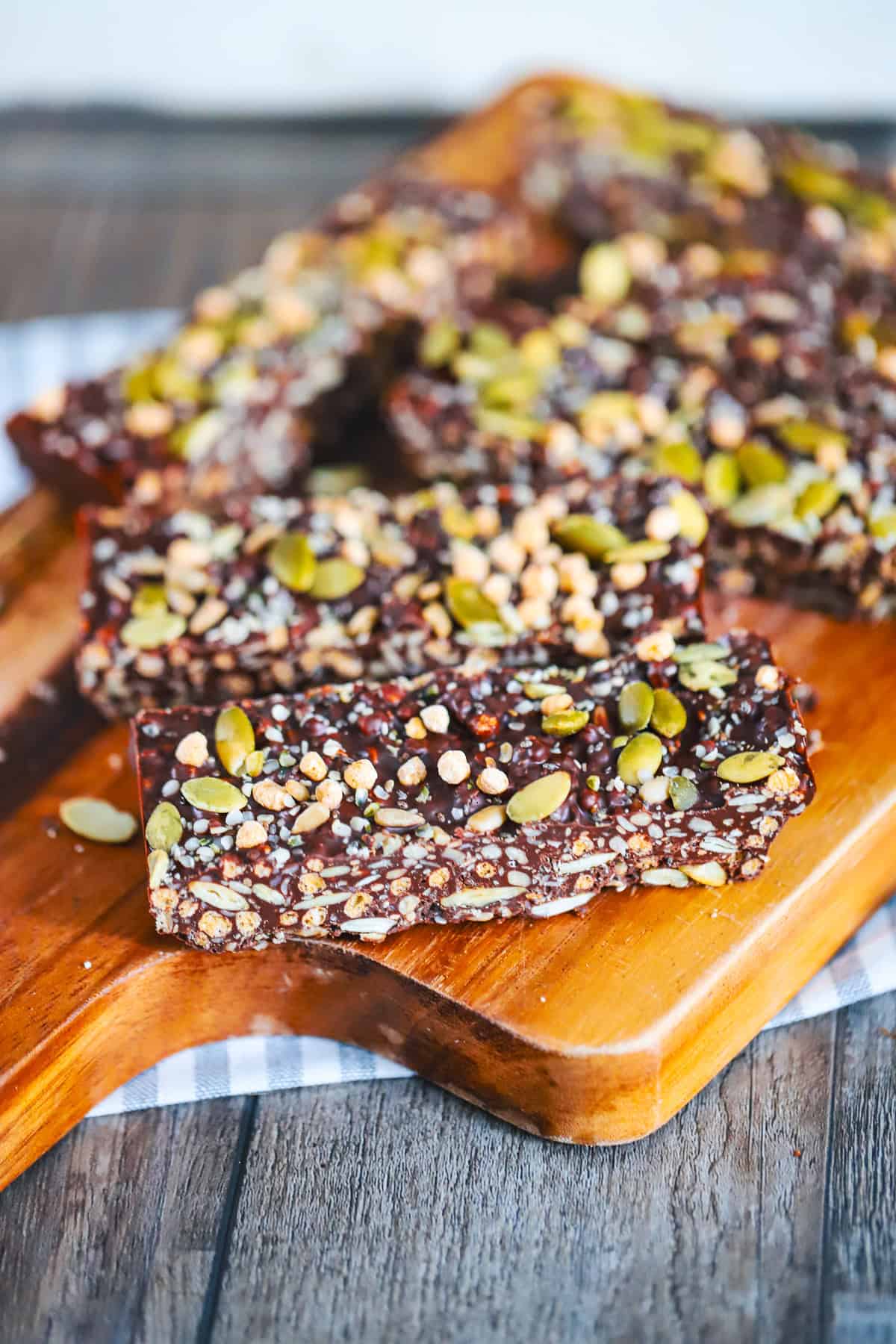 Chocolate seed fudge bars ingredients arranged on a counter