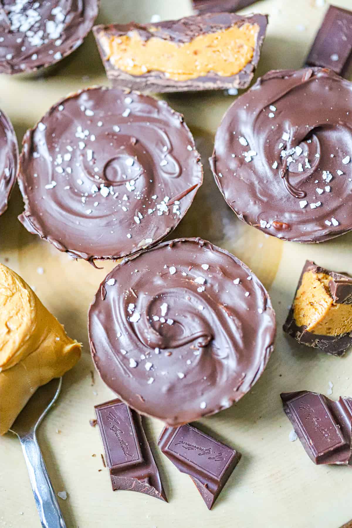 Creamy filling mixed in a bowl with melted chocolate ready to assemble
