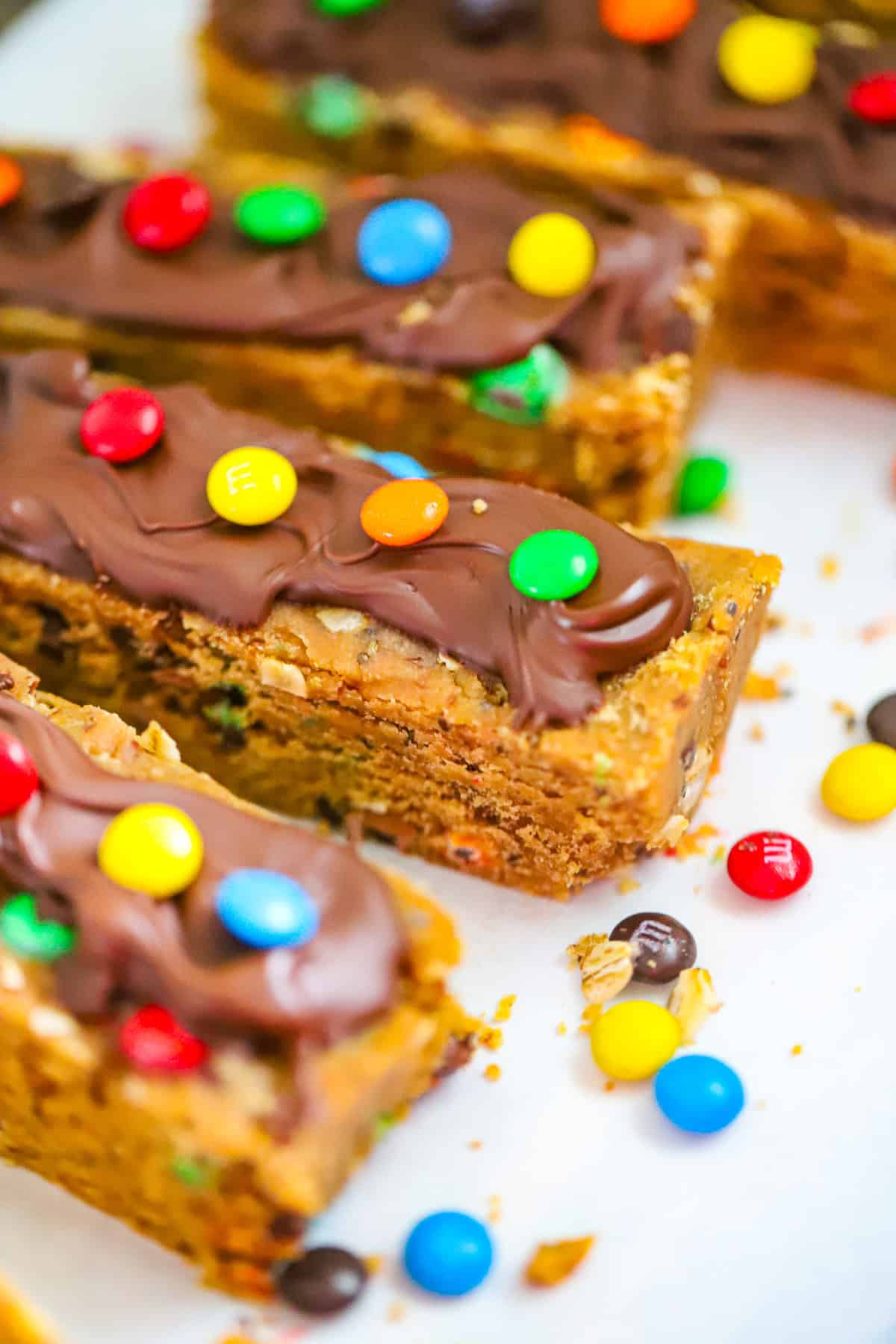 Monster Cookie Dough Protein Bars (No Bake + 15g Protein!)