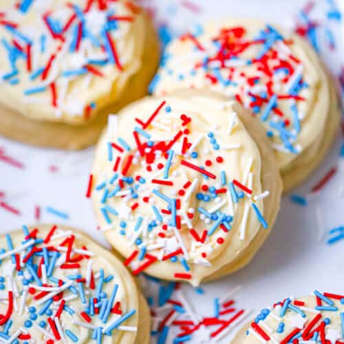 Patriotic Frosted Crumbl Cookies (4th of July Sugar Cookies)