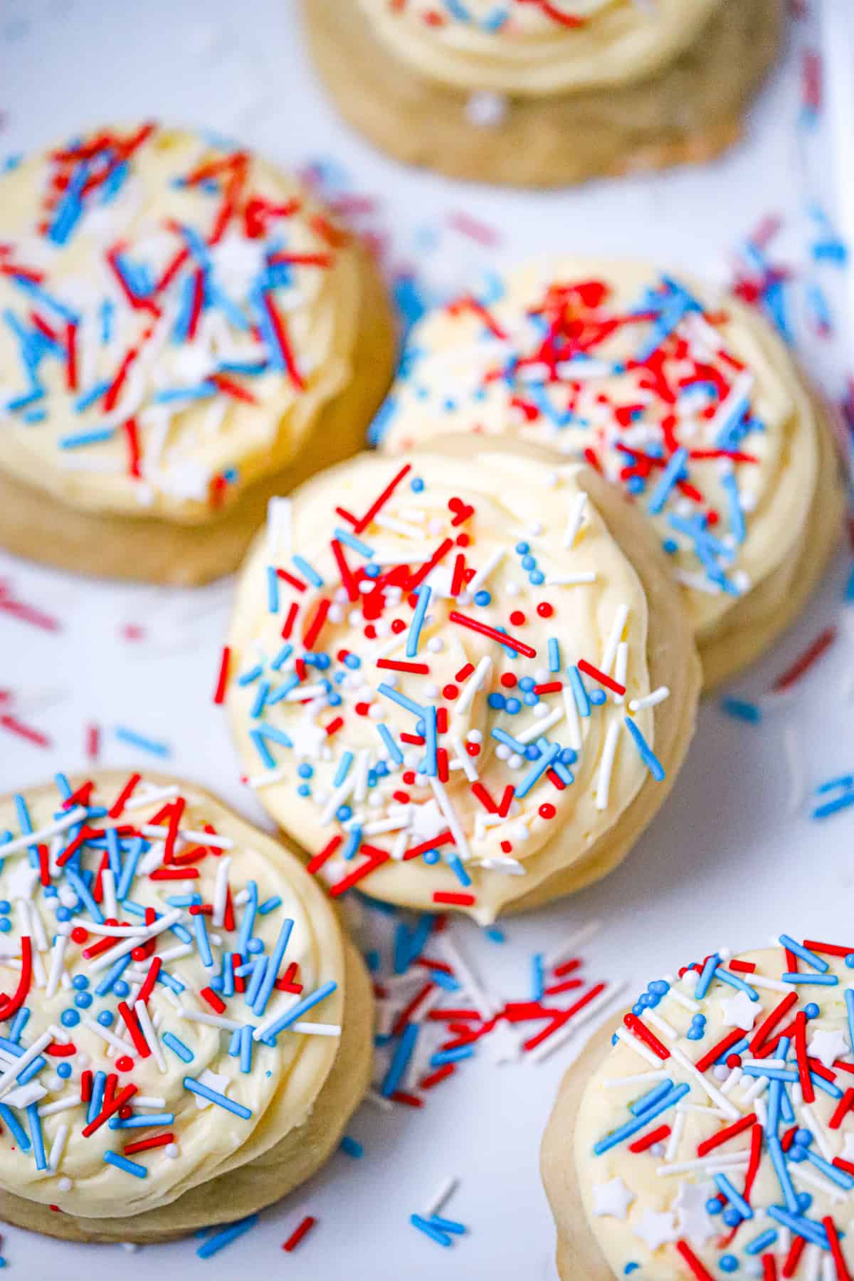 Patriotic Frosted Crumbl Cookies (4th of July Sugar Cookies)