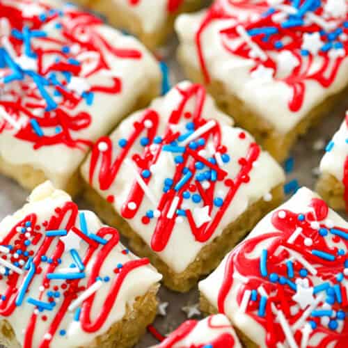 Red‑White‑Blue Krispie Bites (Brown Butter, Thick & Gooey)