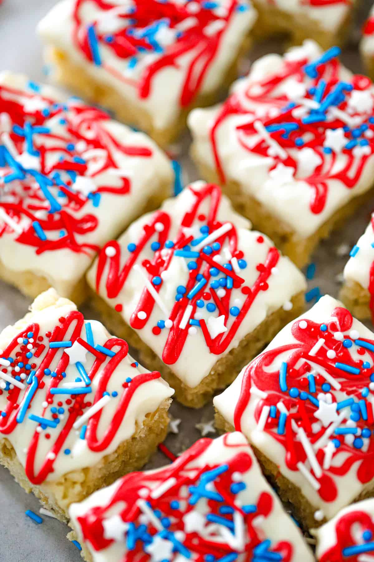 Red‑White‑Blue Krispie Bites (Brown Butter, Thick & Gooey)