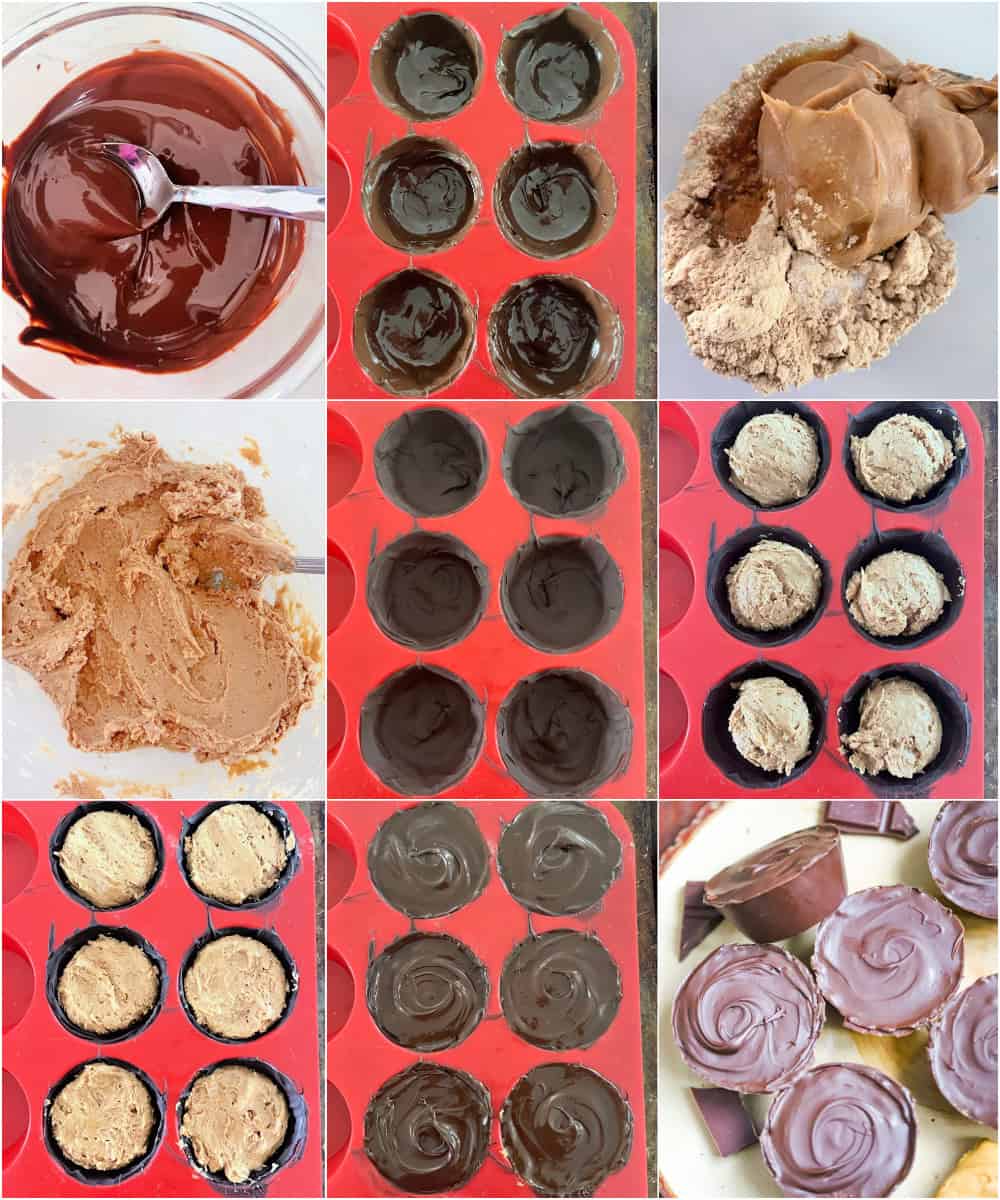 Copycat Reese's style jumbo peanut butter cups with crunchy top