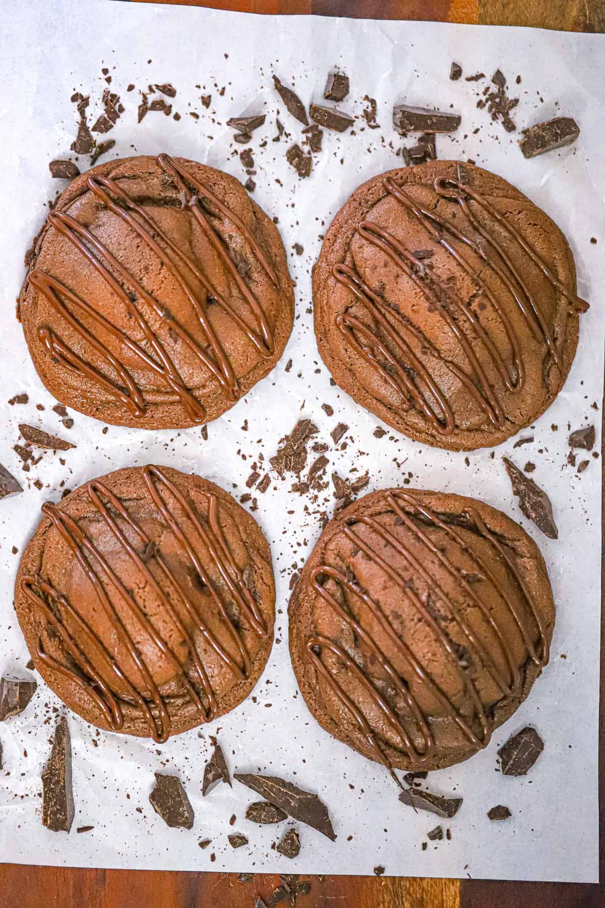 gooey molten lava brownie cookies fresh from the oven