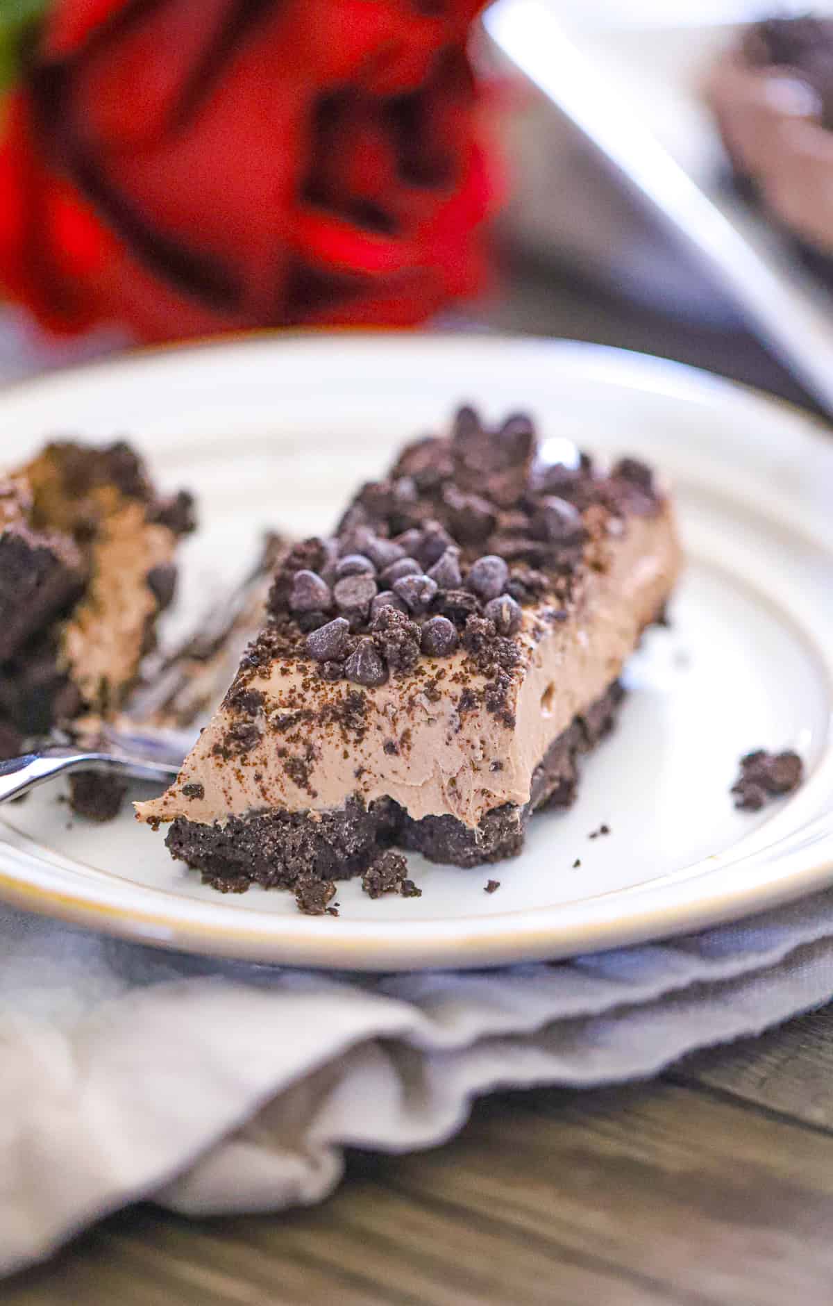 Close-up of a high-protein mocha cheesecake bar