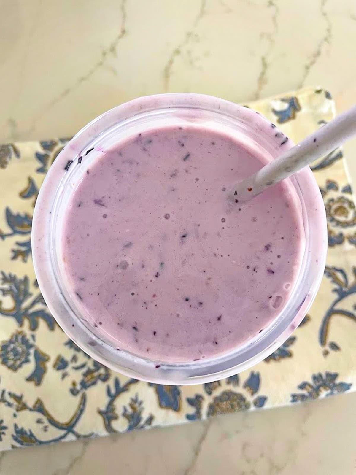 thick creamy blueberry smoothie blended until smooth