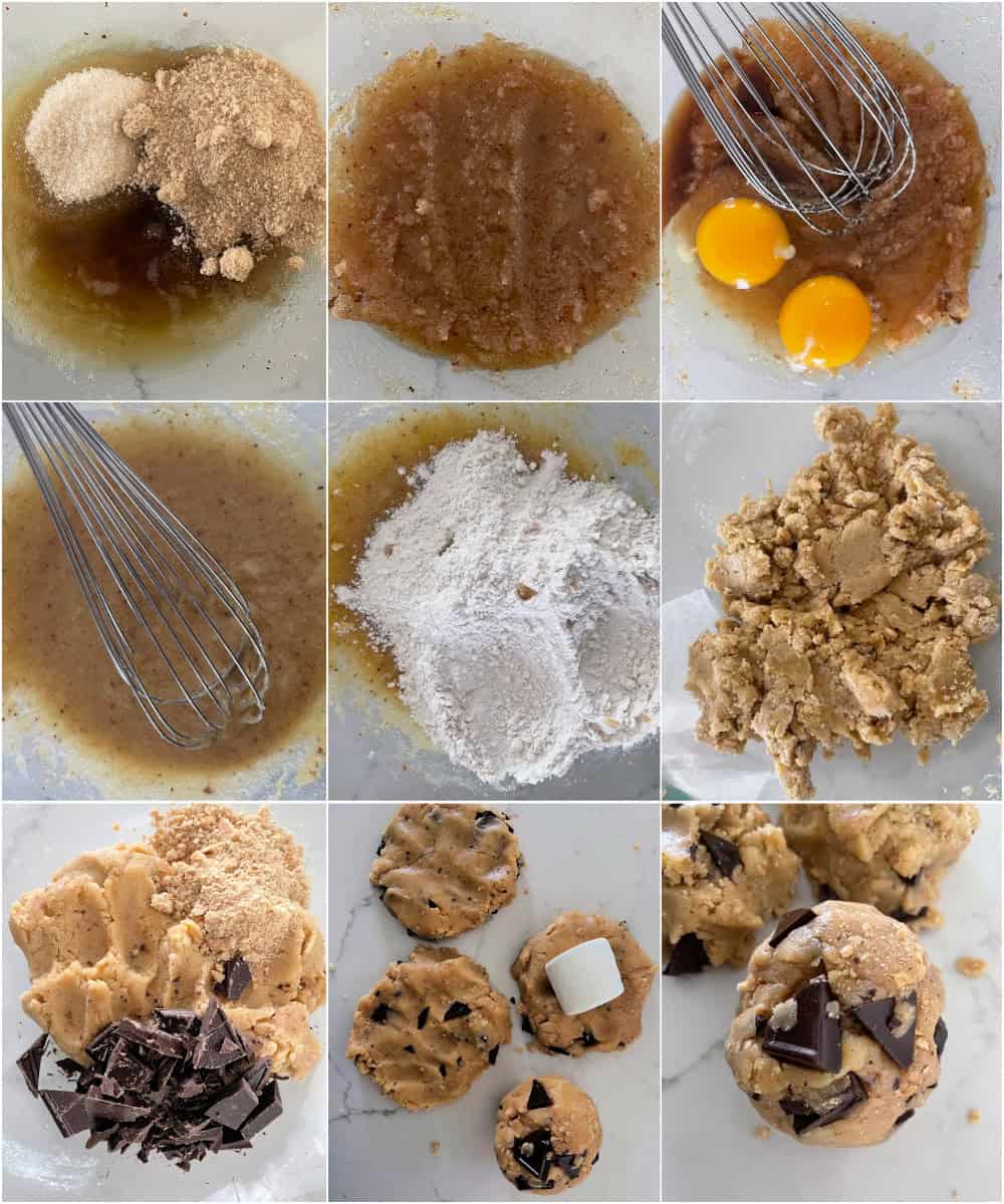 giant cookie dough balls stuffed with marshmallow