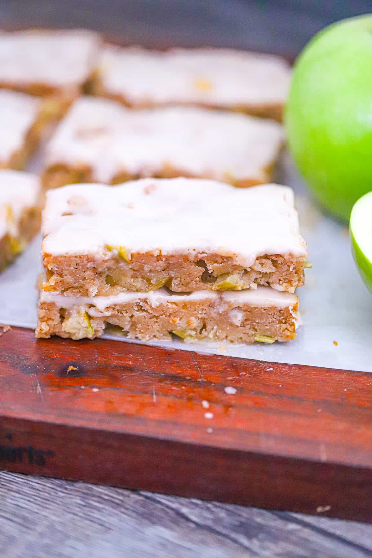 Stack of apple pie lunchbox bars ready to pack