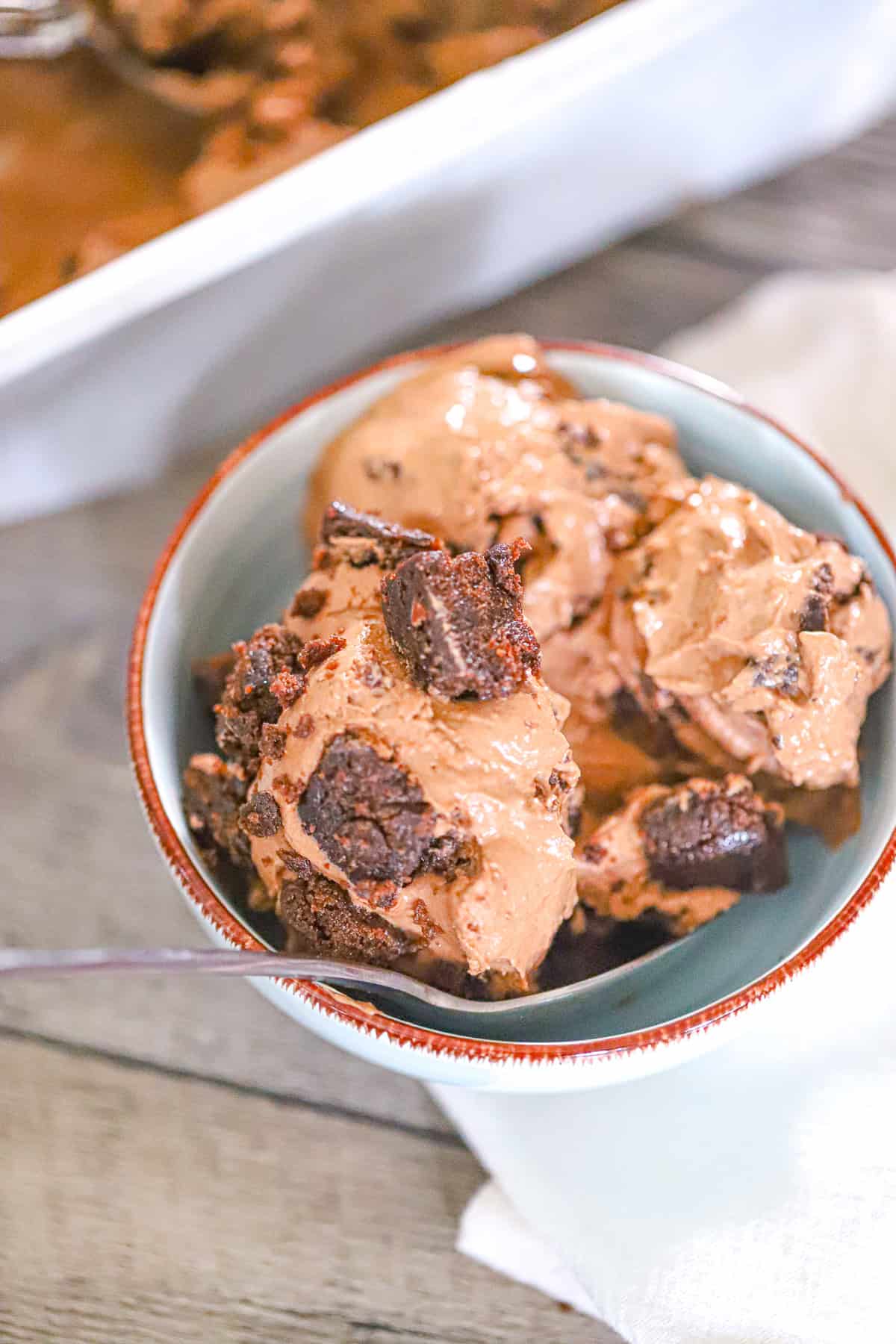 No Churn Chocolate Brownie Ice Cream (Greek Yogurt + Cottage Cheese Option)&nbsp;