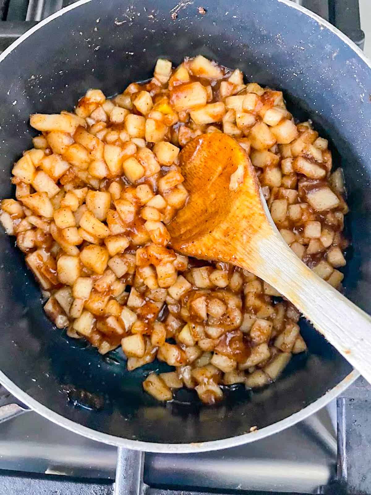 Chai apple filling cooked with brown sugar and warm spices
