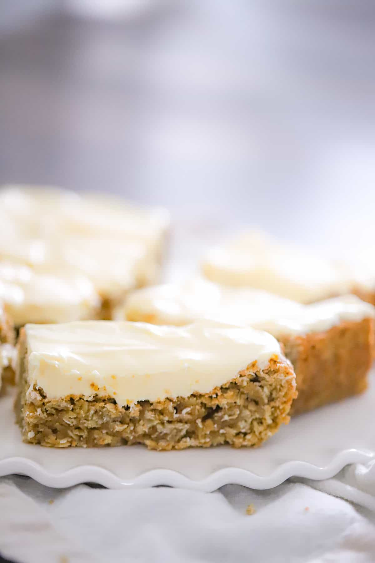 homemade oatmeal bars with cinnamon sugar ready to serve
