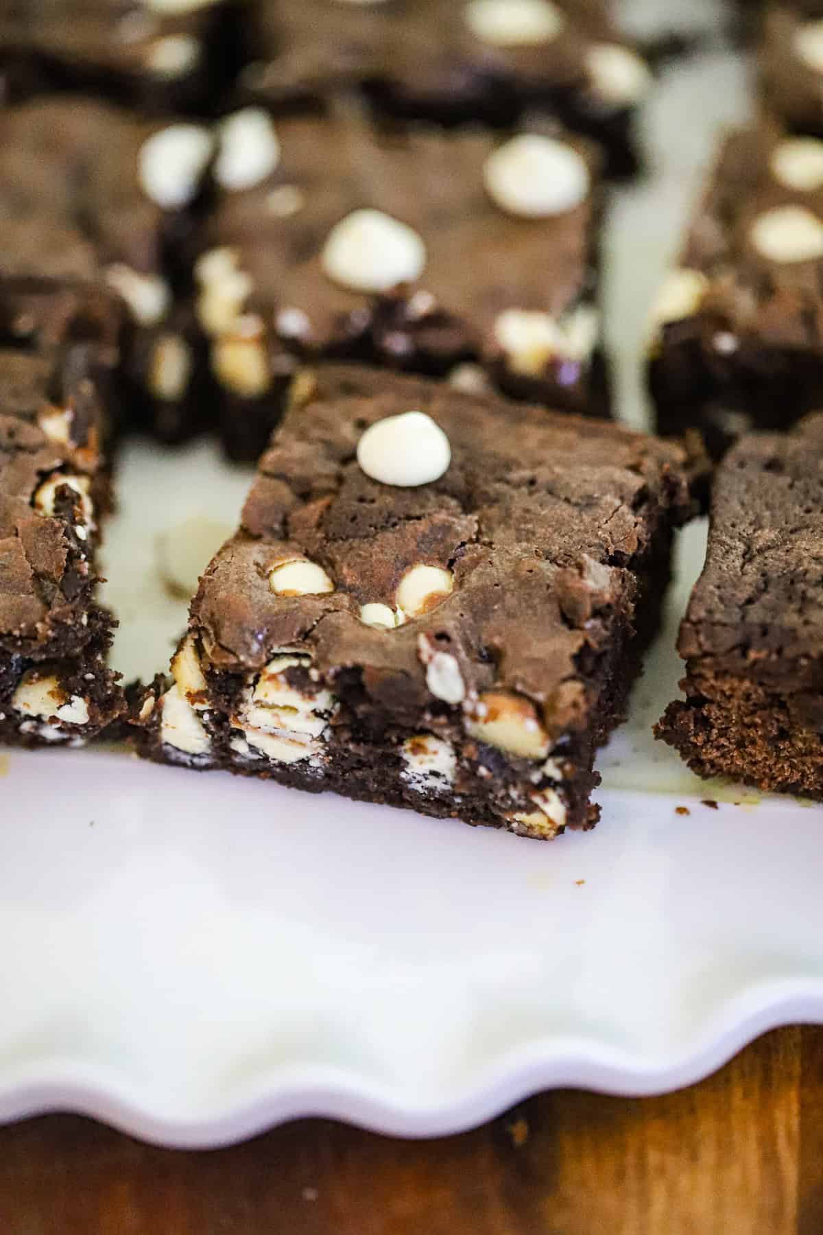 Square of chai brownie blondie with white chocolate chips