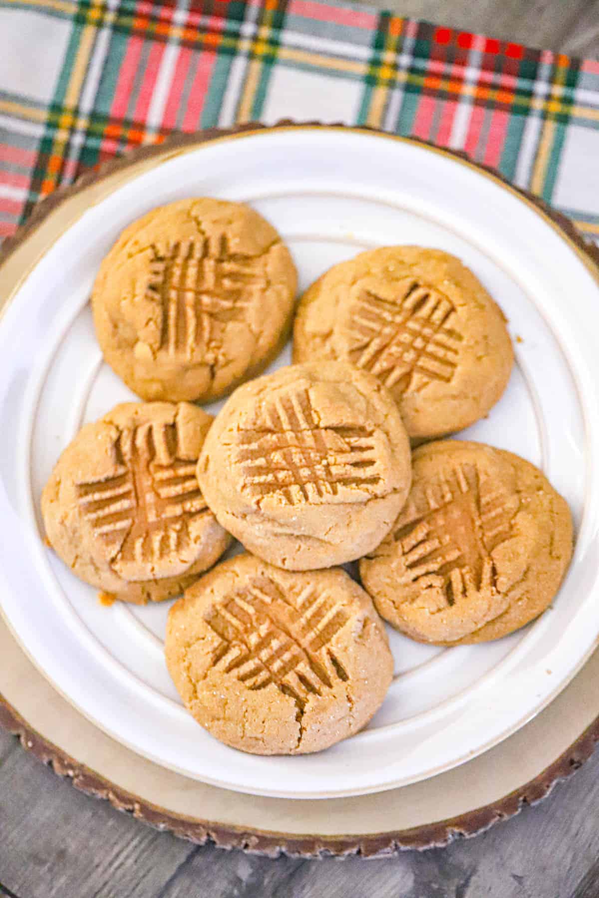 Maple peanut butter cookie dough shaped into six tall sugar-coated mounds