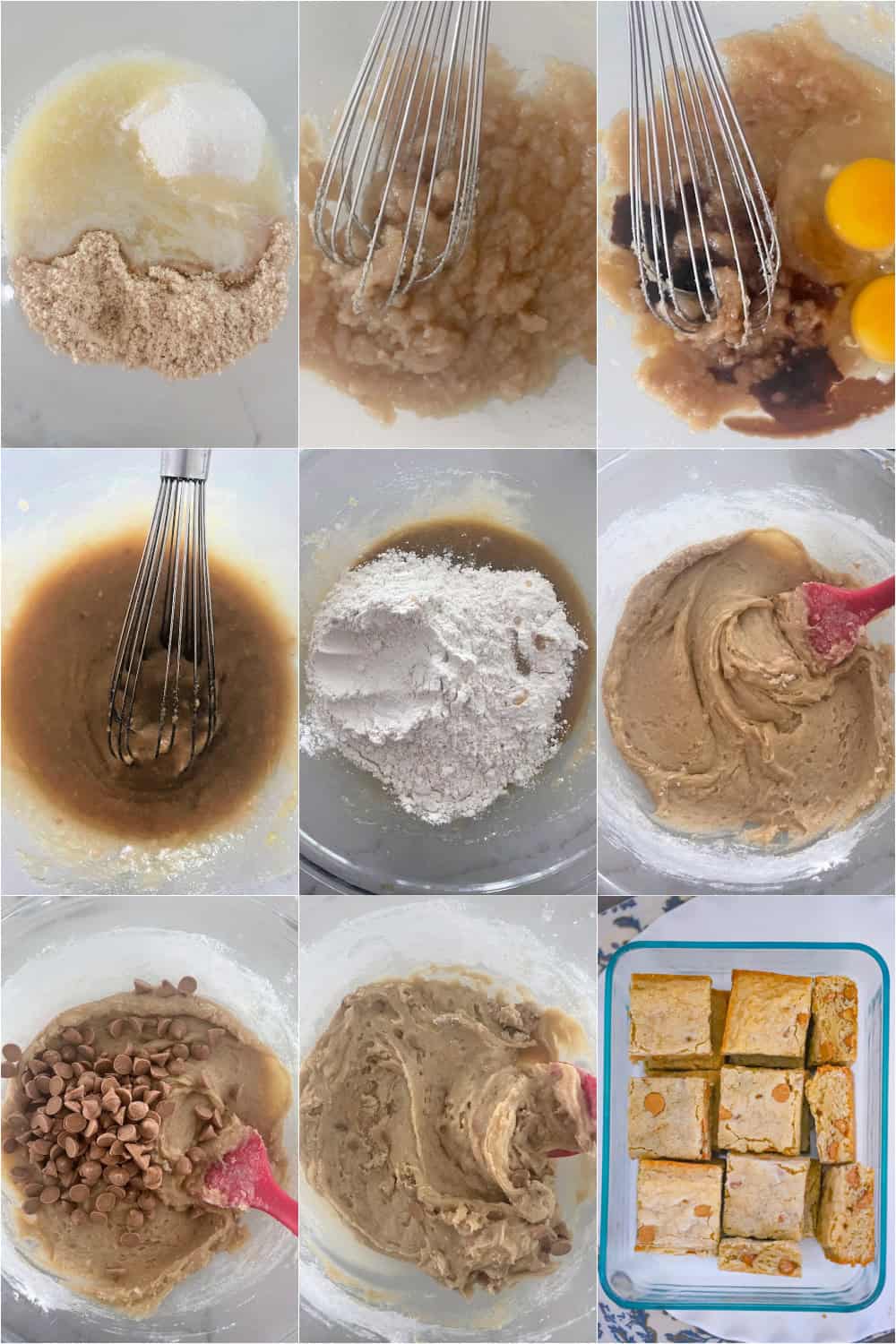 ultra thick bakery style peanut butter brownies arranged on a serving platter