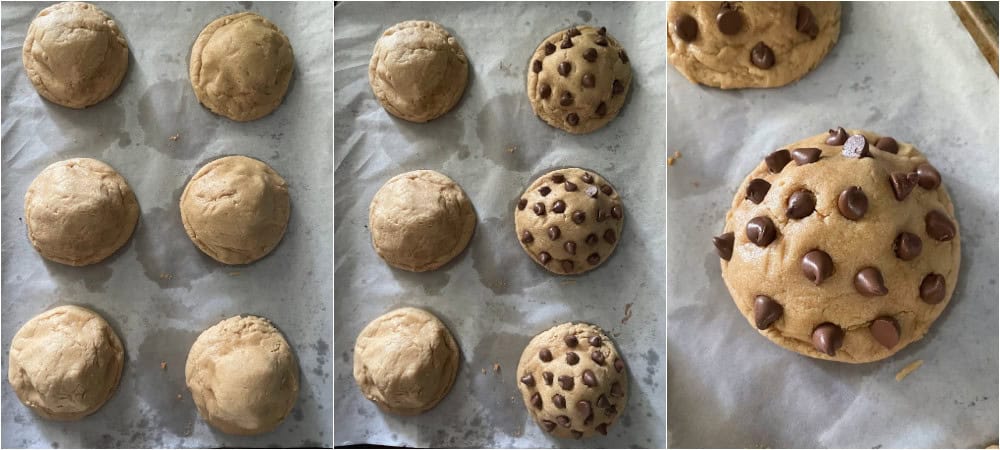 Thick baked peanut butter cookies with chocolate chips