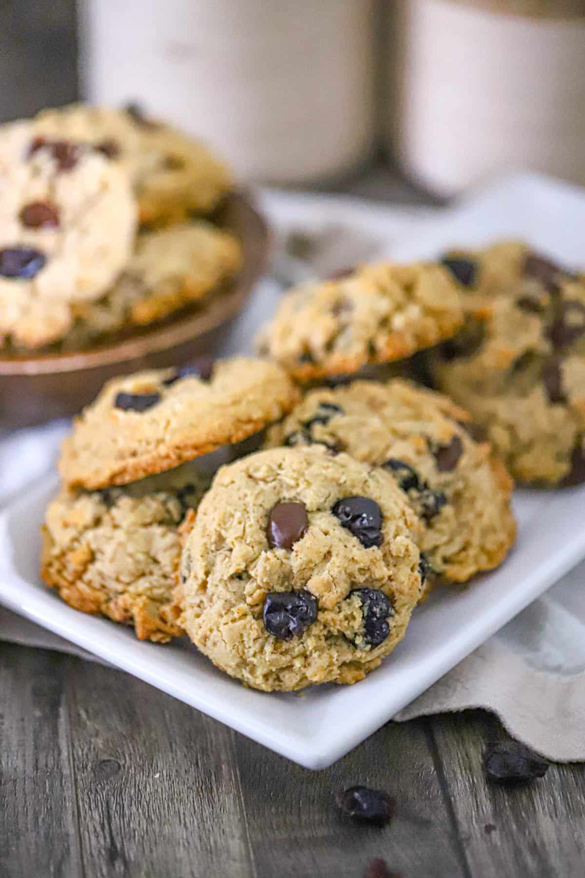 Brown butter cherry oatmeal cookie dough with chocolate and tart cherries
