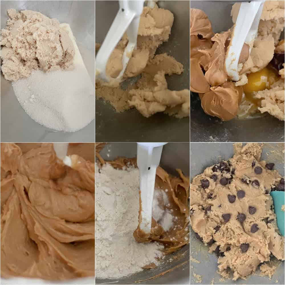 Peanut butter chocolate chip cookie dough ready for shaping